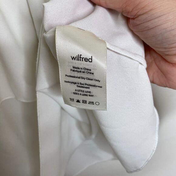 Aritzia Wilfred Silk Promener Off Shoulder Flowy Ruffle Blouse Off White Small - Picture 5 of 9